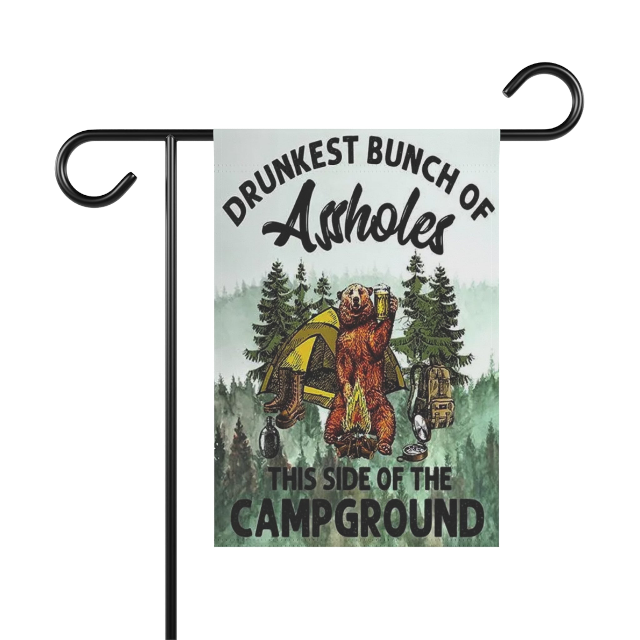 Rustic Camping Garden Banner, Funny Bear Outdoor Decor, Campground Sign, Unique Home and Garden Gift, Outdoor Party Decoration