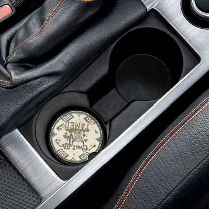 Western Can’t Be Tamed Bull Skull Aztec Print Ceramic Car Coaster - 2 pack