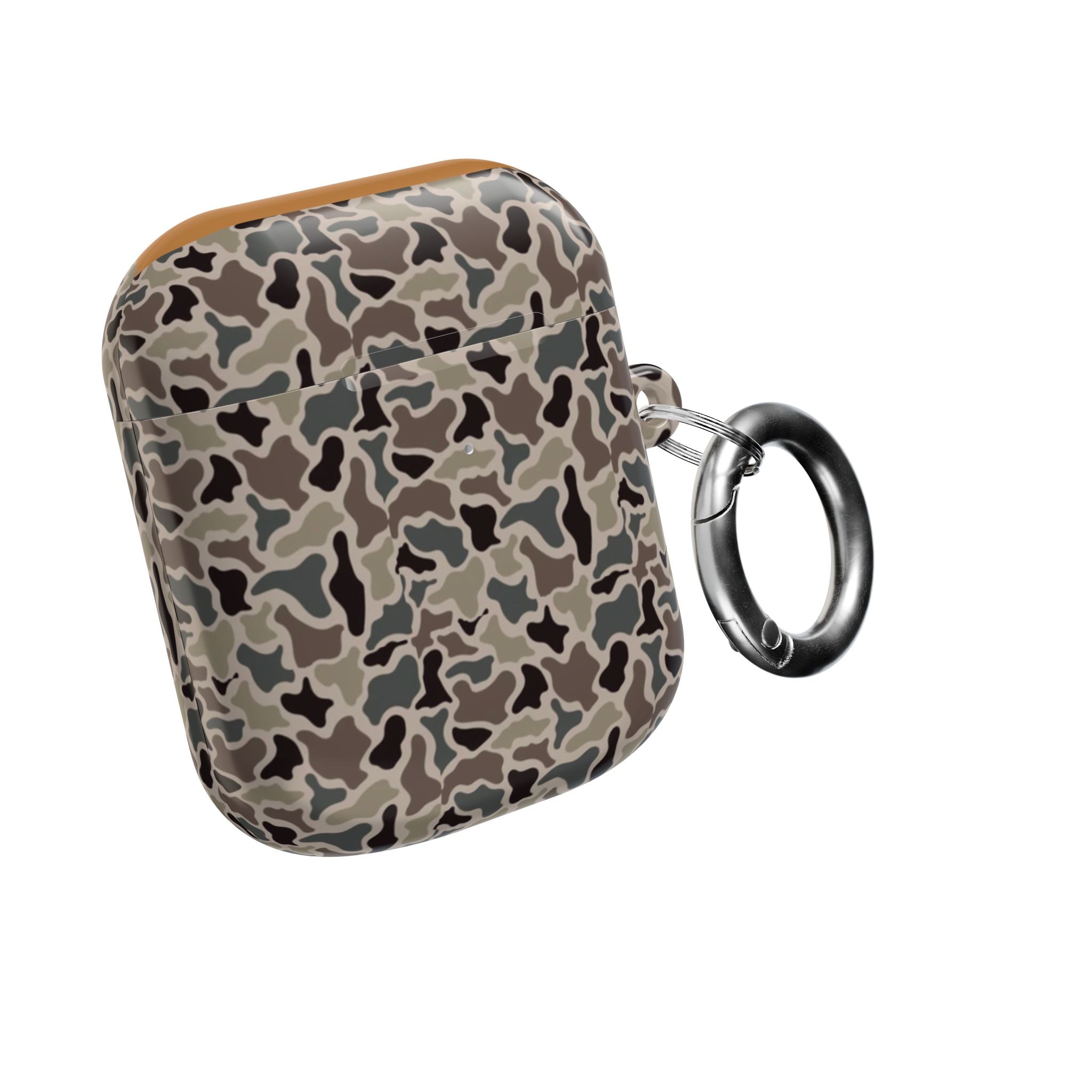 Vintage Duck Camo AirPods Case Cover, Retro Hunting Camouflage Hard Shell Protective Skin with Keychain for Apple AirPods