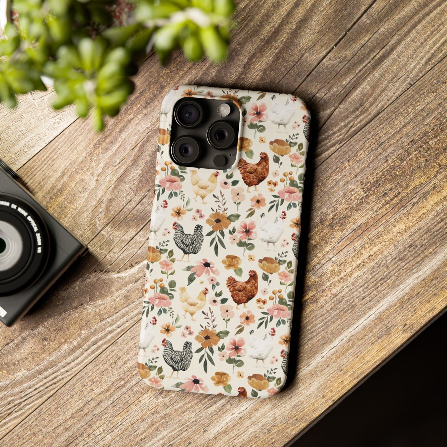 Charming Floral Chicken Slim iPhone Case