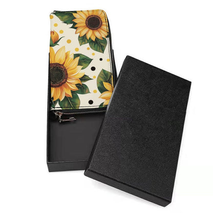 Golden Bloom Sunflower Vertical Wristlet Wallet