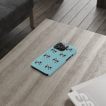 Cow Print Coquette Bow & Polka Dot Teal Slim iPhone Case