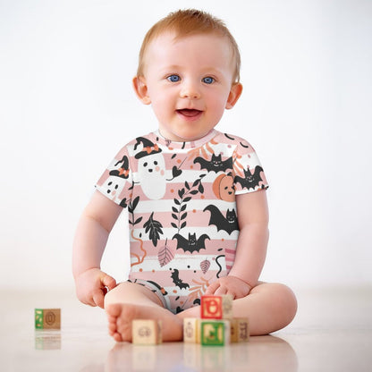 Spooky Cute Pink Halloween Short Sleeve Baby Romper