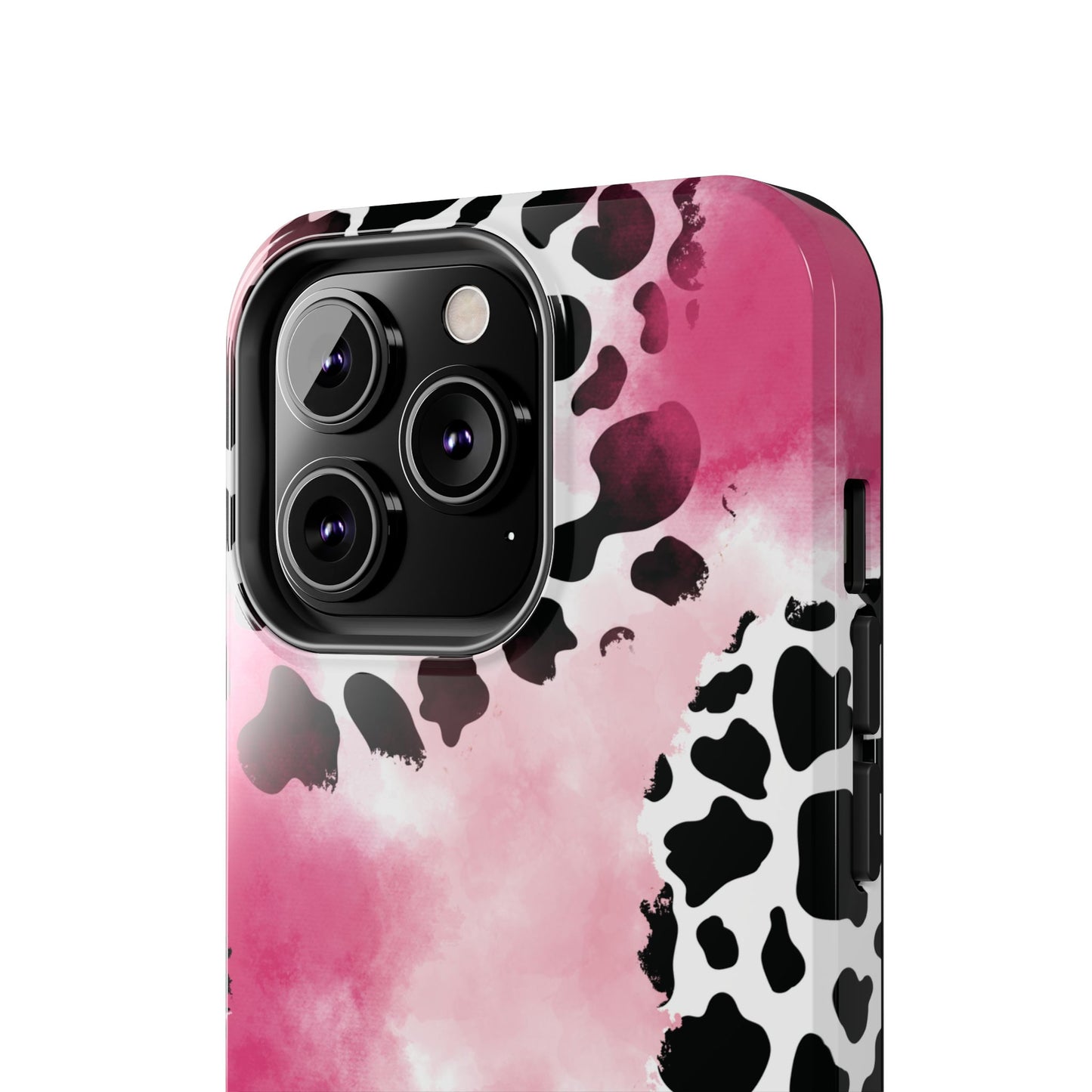 Pink Watercolor Cow Print Blend iPhone Tough Phone Case