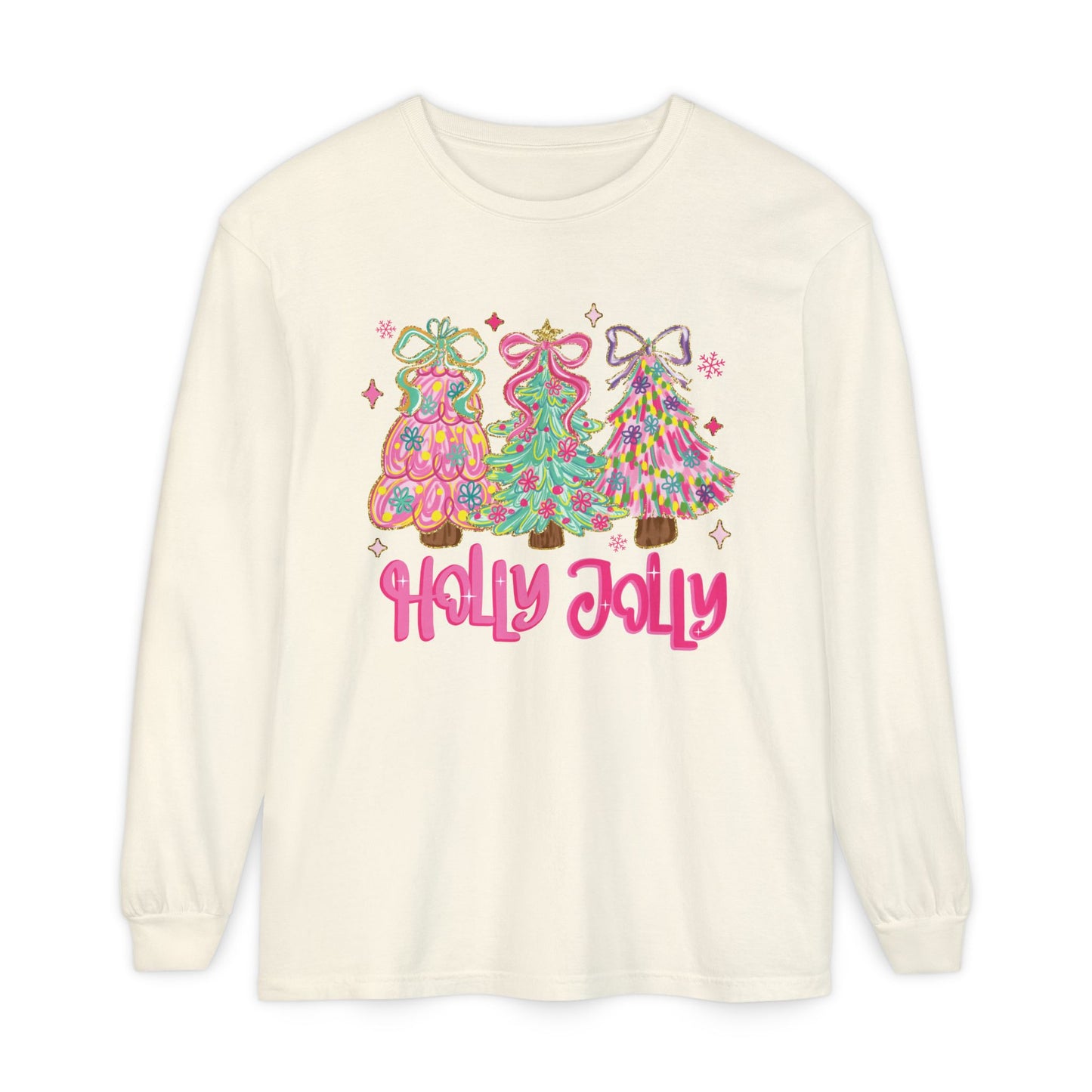 Holly Jolly Sparkle Festive Long Sleeve Graphic T-Shirt