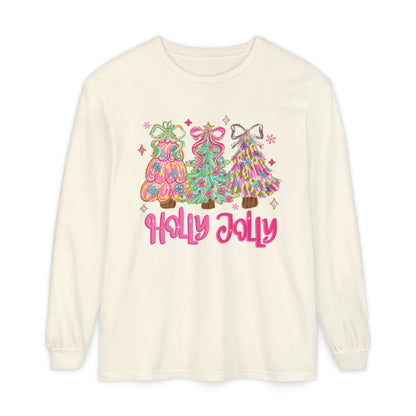Holly Jolly Sparkle Festive Long Sleeve Graphic T-Shirt