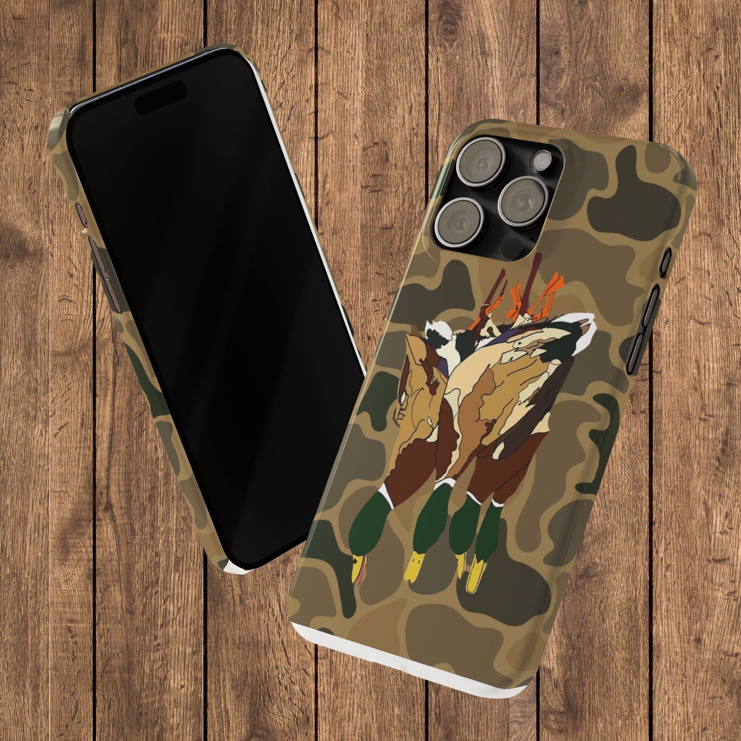 Old Skool Camouflage Mallard Duck Hanging Hunting Slim iPhone Case