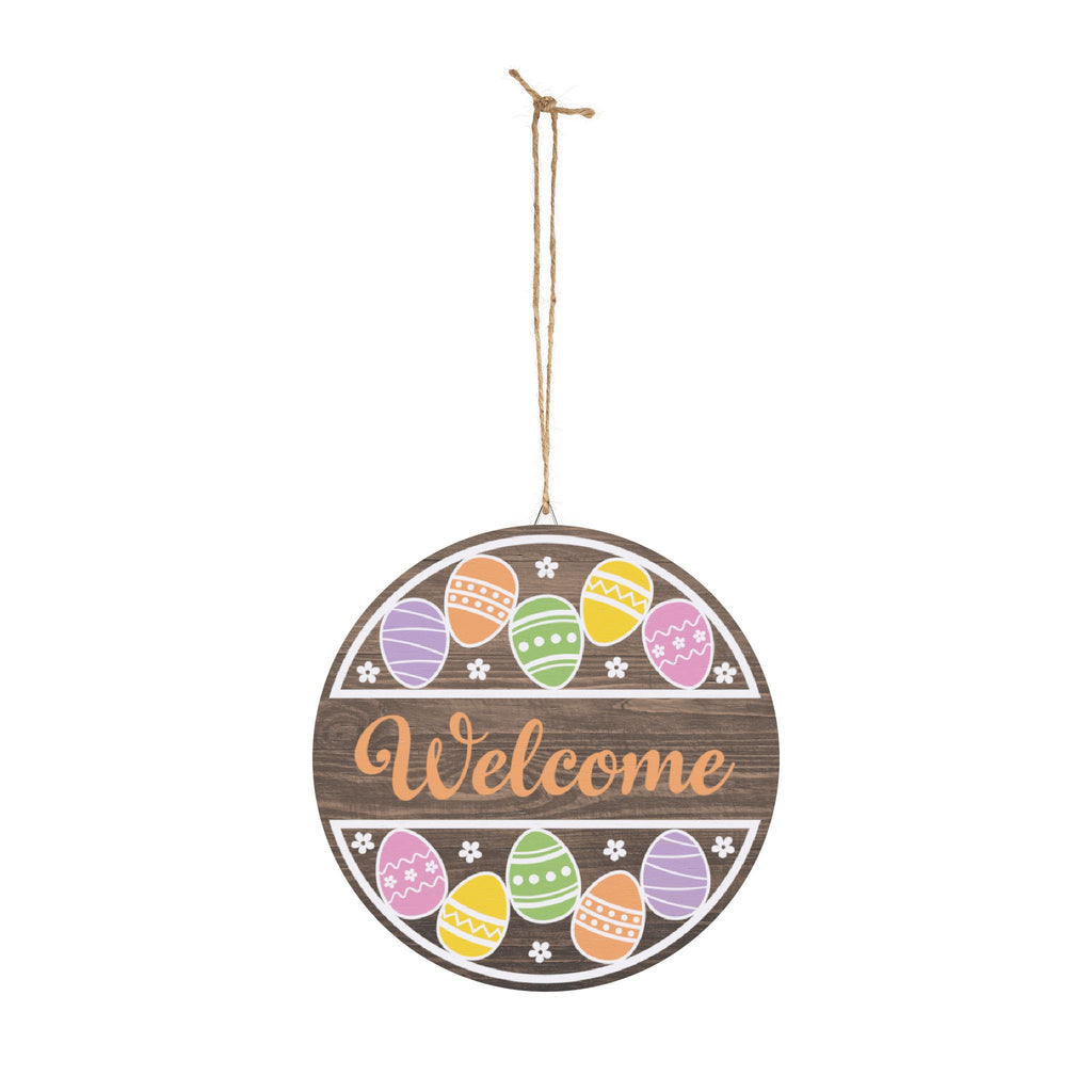 Colorful Egg Welcome Easter Day 10 inch Wood Sign Decor
