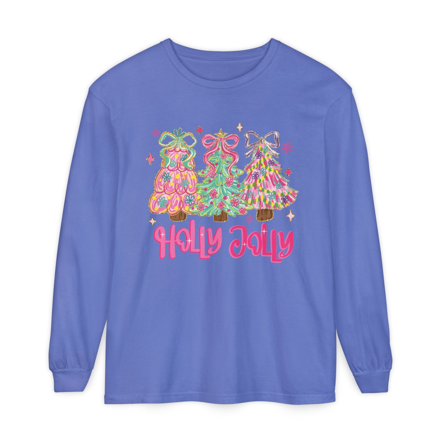 Holly Jolly Sparkle Festive Long Sleeve Graphic T-Shirt