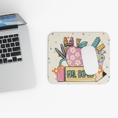 Personalized Teacher Mouse Pad - Cute Apple Design for Educators