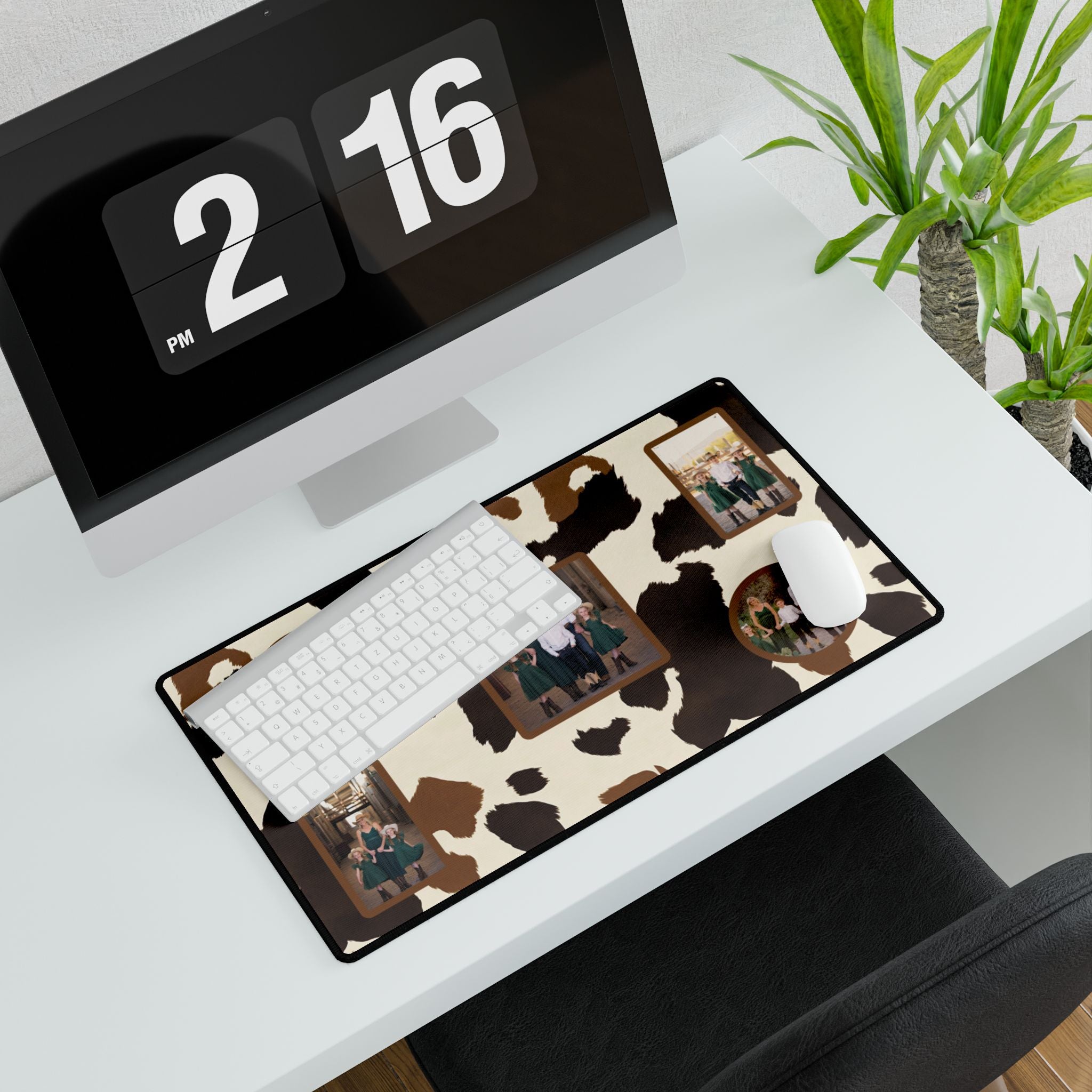 Western Cowhide Print Personalized Photo Polyester Office Desk Pad