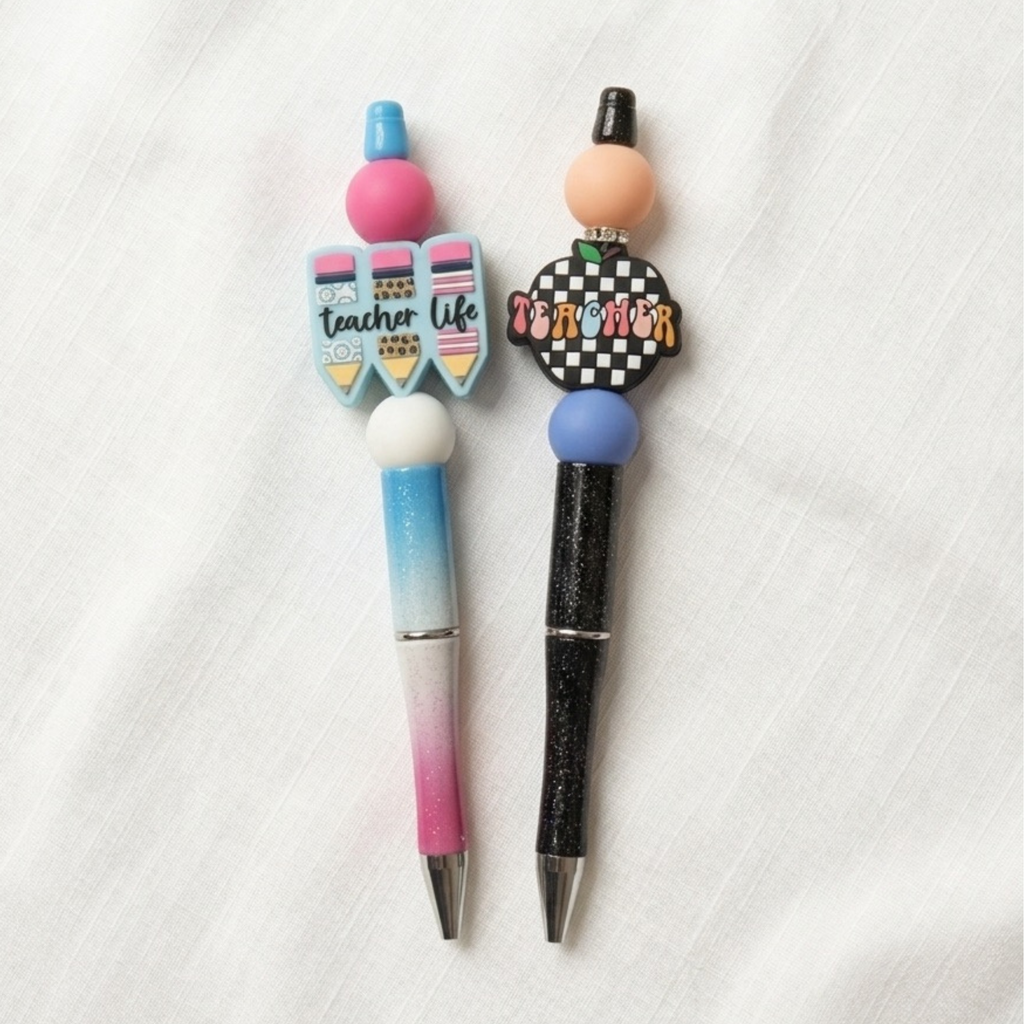 Handmade Silicone Beaded Pen Set for Teachers - Set of 2 - Teacher Appreciation Gift