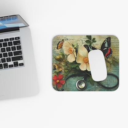 Floral Butterfly Stethoscope Mouse Pad, Cute Gift for Nurses & Doctors