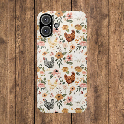 Charming Floral Chicken Slim iPhone Case