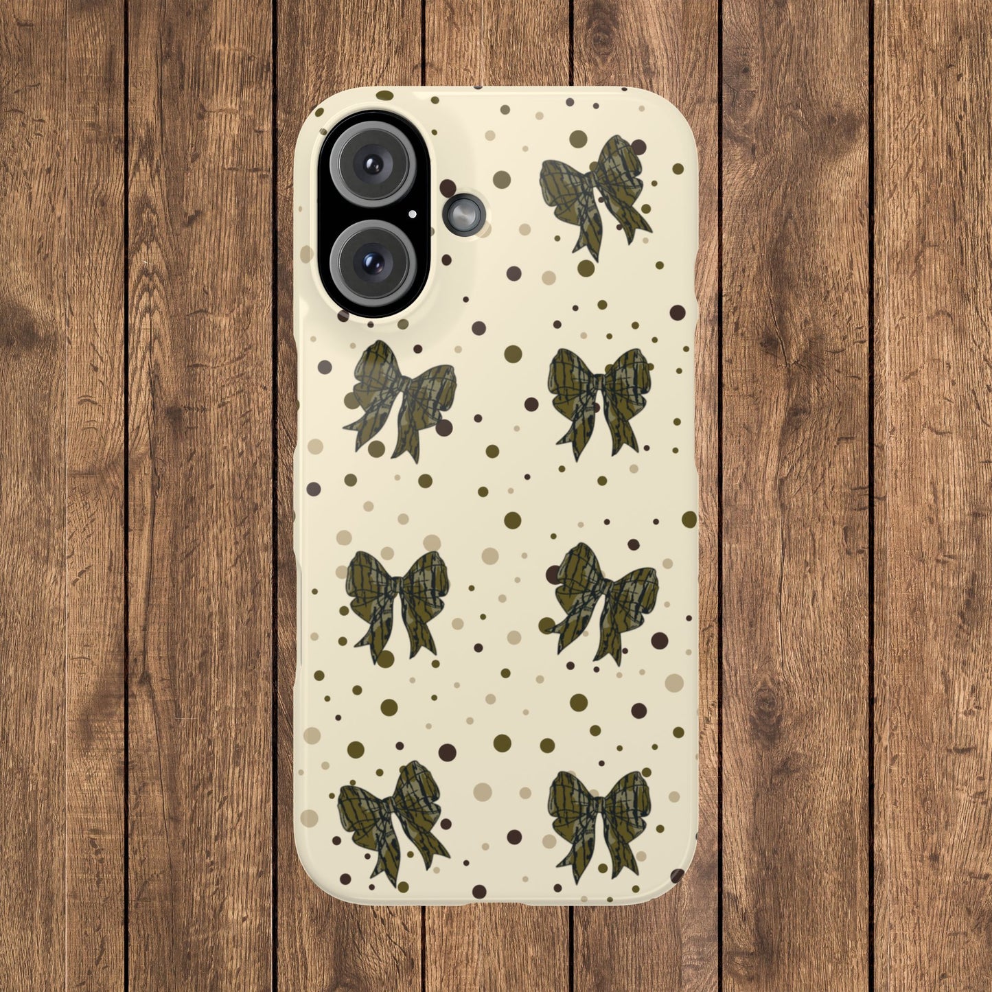 Bottomland Camouflage Coquette Bows & Polka Dot Slim IPhone Case