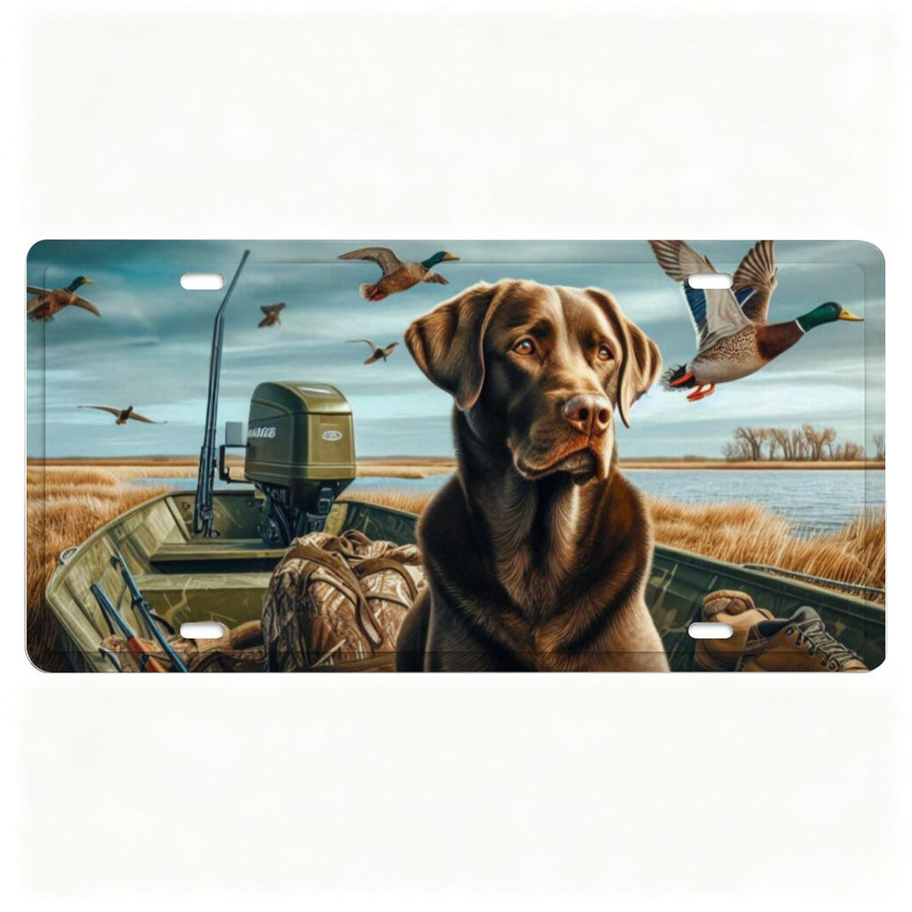 Labrador Retriever and Mallards Scene Duck Hunting Vehicle Decor License Plate 12" × 6"