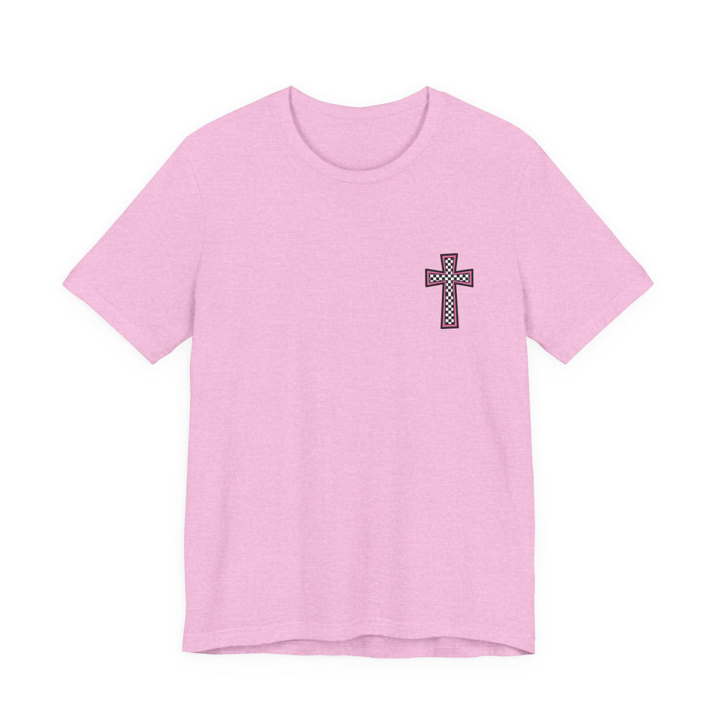 Step Into Jesus Checkered Sneakers Faith Women's Graphic T-Shirt