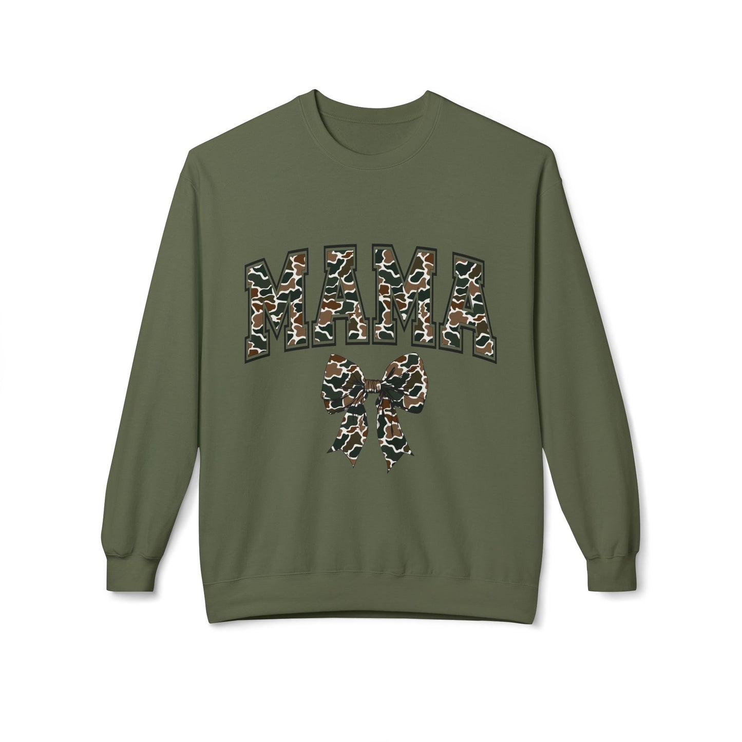 Mama Old Camo Bow Coquette Women's Crewneck Sweatshirt