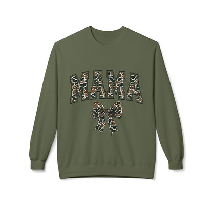 Mama Old Camo Bow Coquette Women's Crewneck Sweatshirt