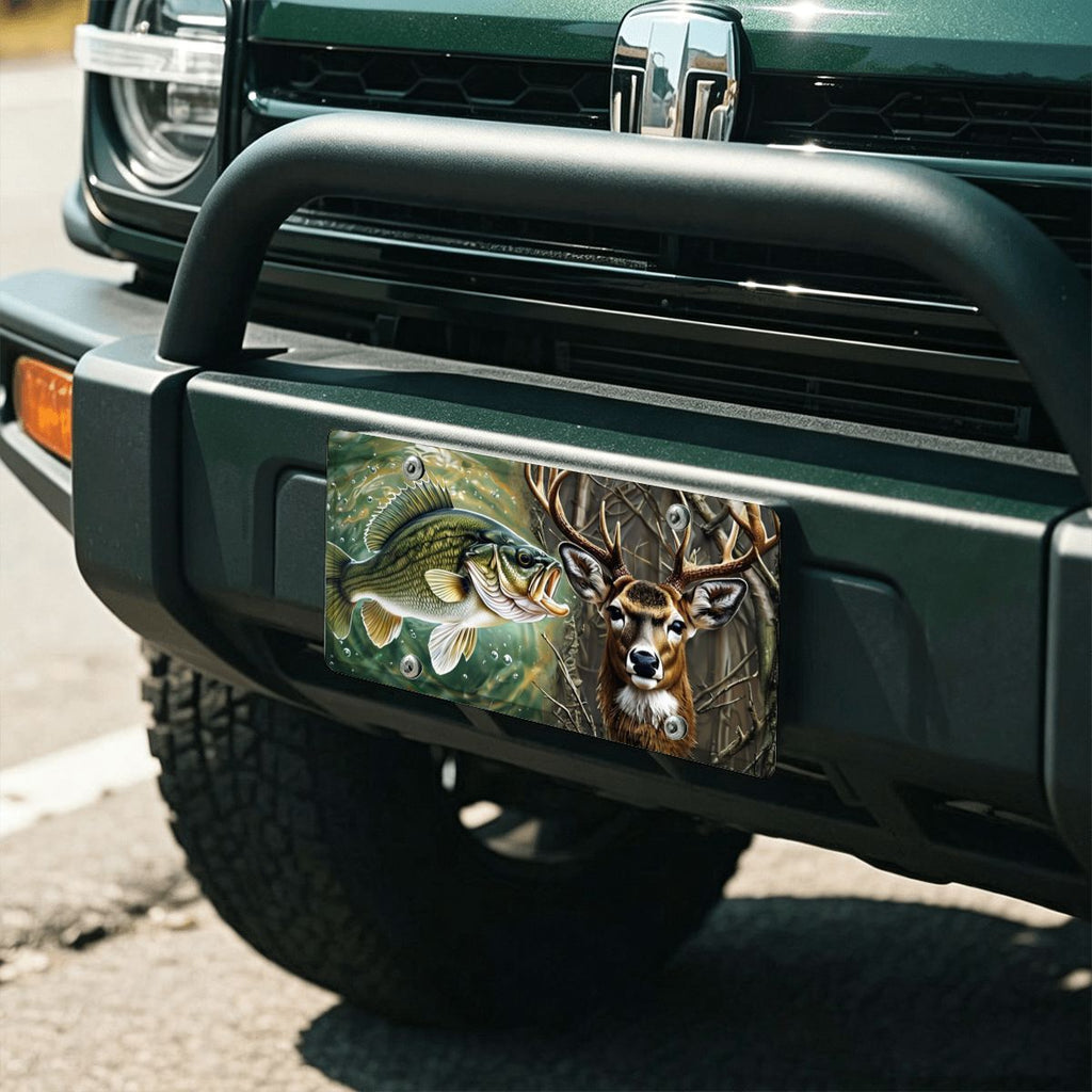 Fish & Deer Outdoor Enthusiast Blended Vehicle Decorative License Plate 12" × 6"