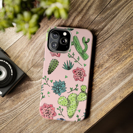 Pastel Pink Western Cactus iPhone Tough Phone Case