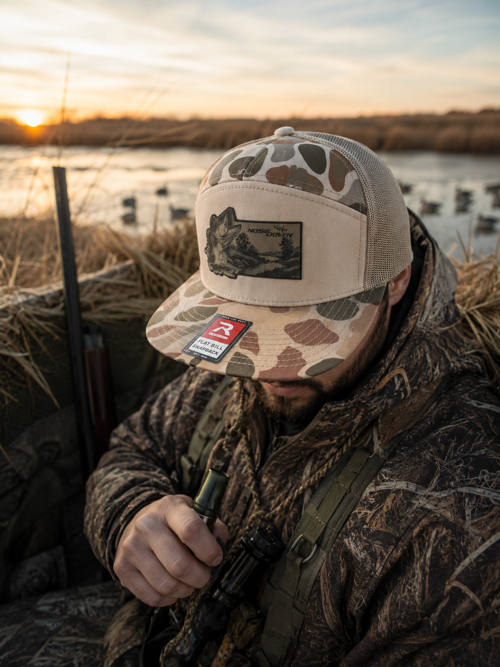 Bass Fishing 7 Panel Bill Snapback Hat