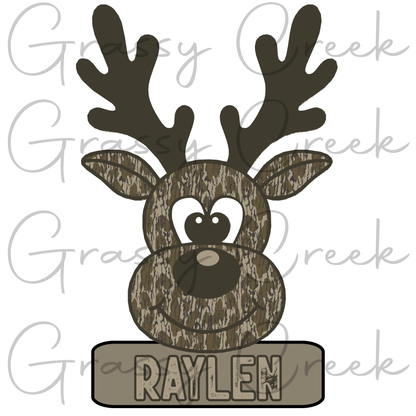 Bottomland Camoflauge Reindeer Youth Personalized Name PNG File - Digital Download
