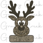 Bottomland Camoflauge Reindeer Youth Personalized Name PNG File - Digital Download