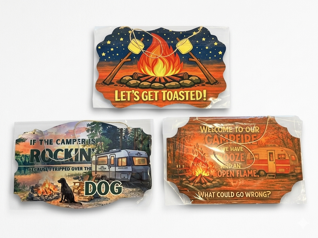 Funny Camping Aluminum Signs | 10" Hanging Camper Decor, Choose From 3 Styles
