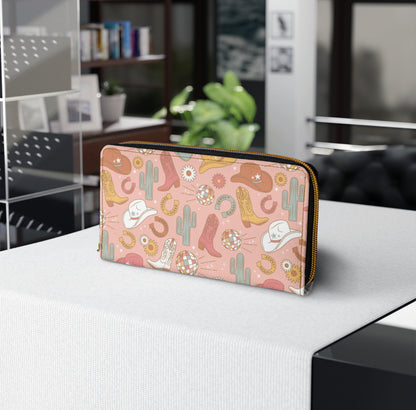 Pink Disco Rodeo Womens Zipper Wallet