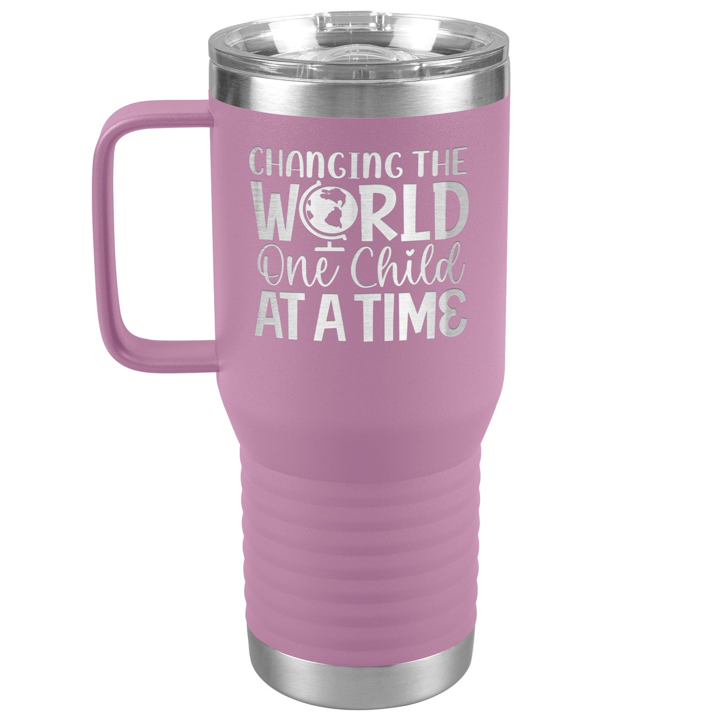 Changing The World One Child At A Time Engraved Teacher 20oz Tumbler with Handle