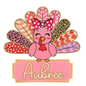 Girls Pink Patterned Turkey Personalized Name PNG File - Digital Download