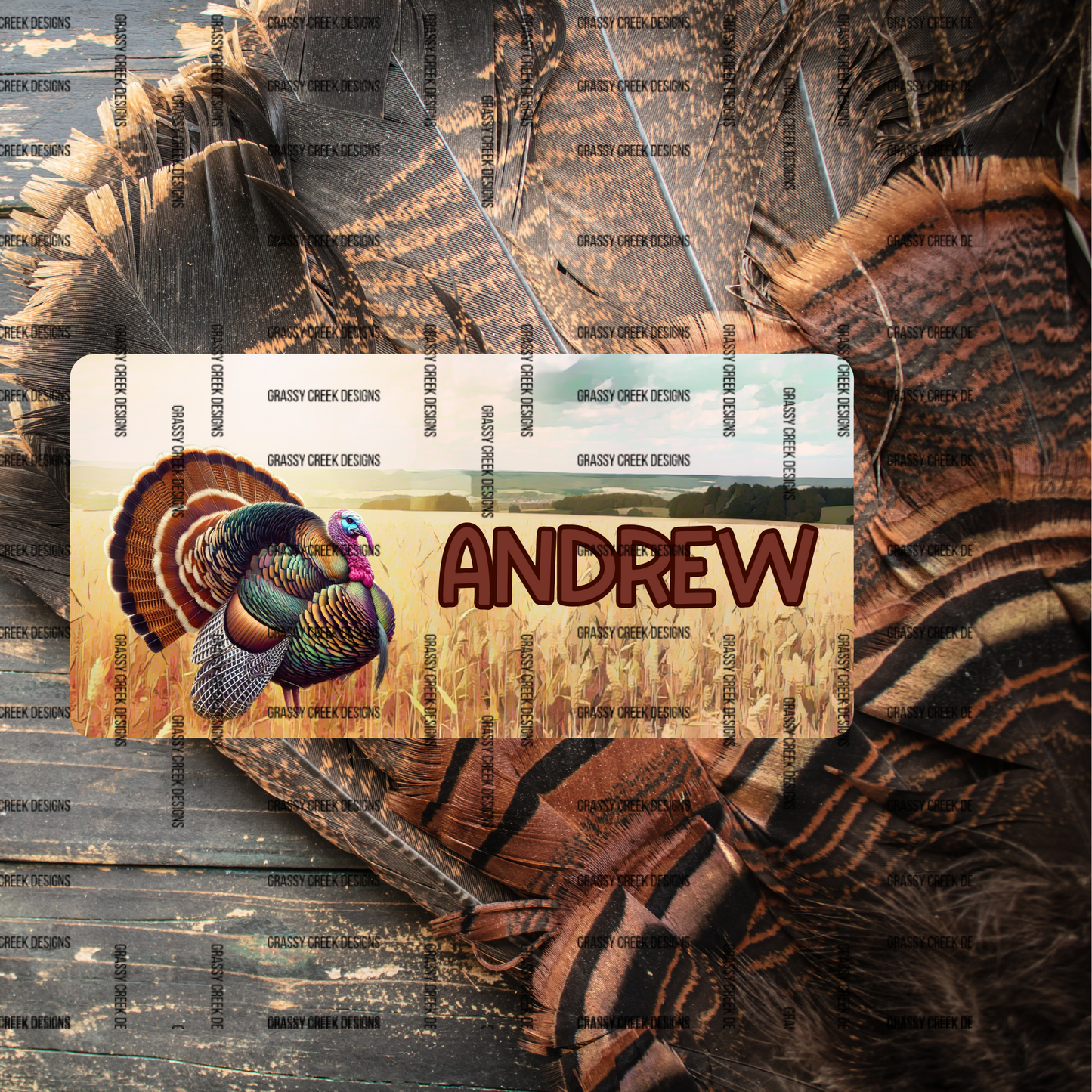 Rustic Turkey-Themed Personalized Decorative License Plate