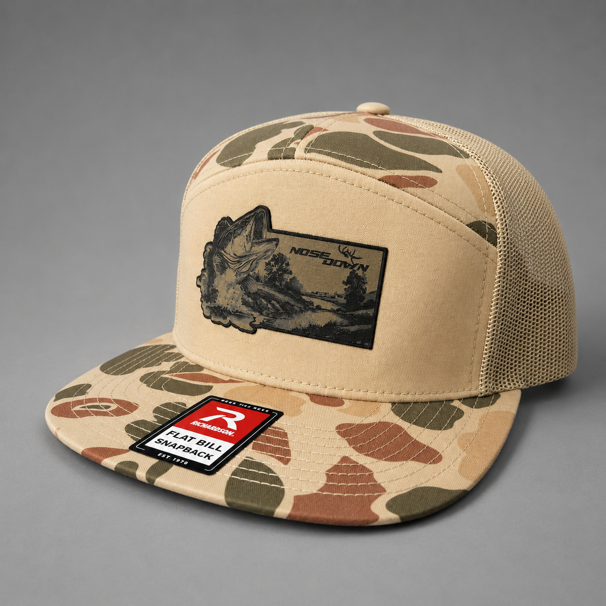 Bass Fishing 7 Panel Bill Snapback Hat