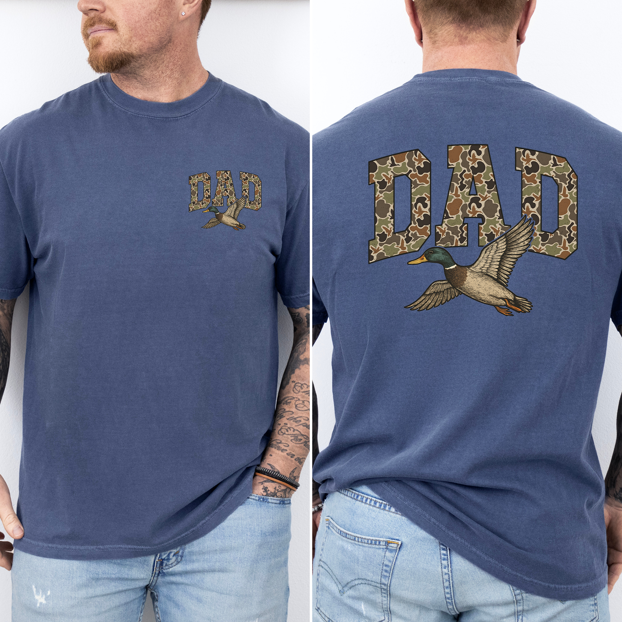 Outdoor Waterfowl Inspired Dad Camouflage Duck Vintage Hunting Men's Graphic T-Shirt