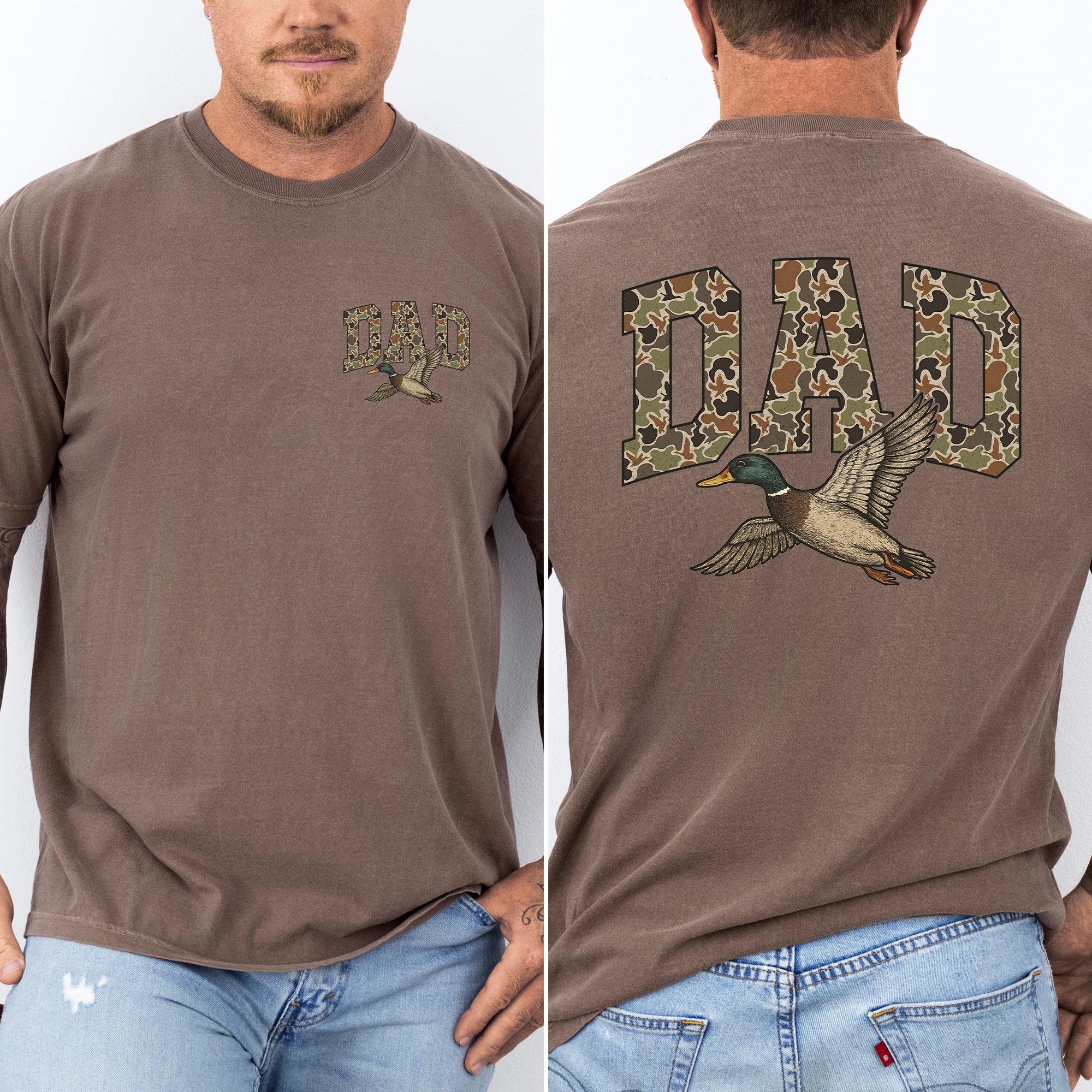 Outdoor Waterfowl Inspired Dad Camouflage Duck Vintage Hunting Men's Graphic T-Shirt