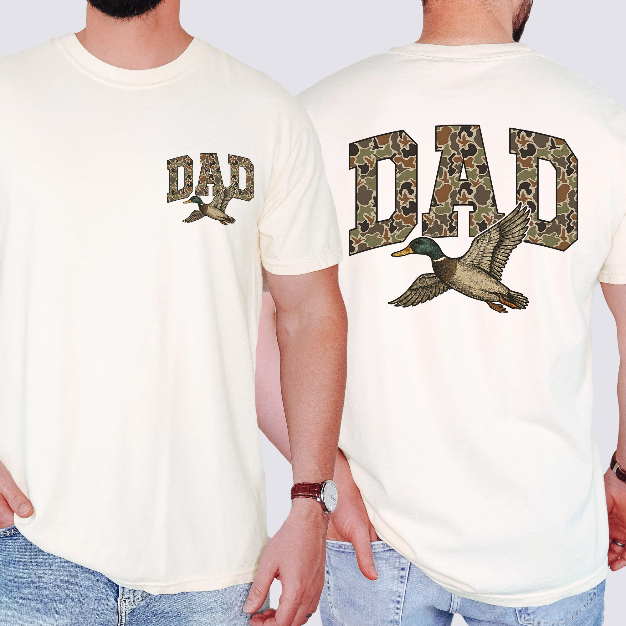 Outdoor Waterfowl Inspired Dad Camouflage Duck Vintage Hunting Men's Graphic T-Shirt