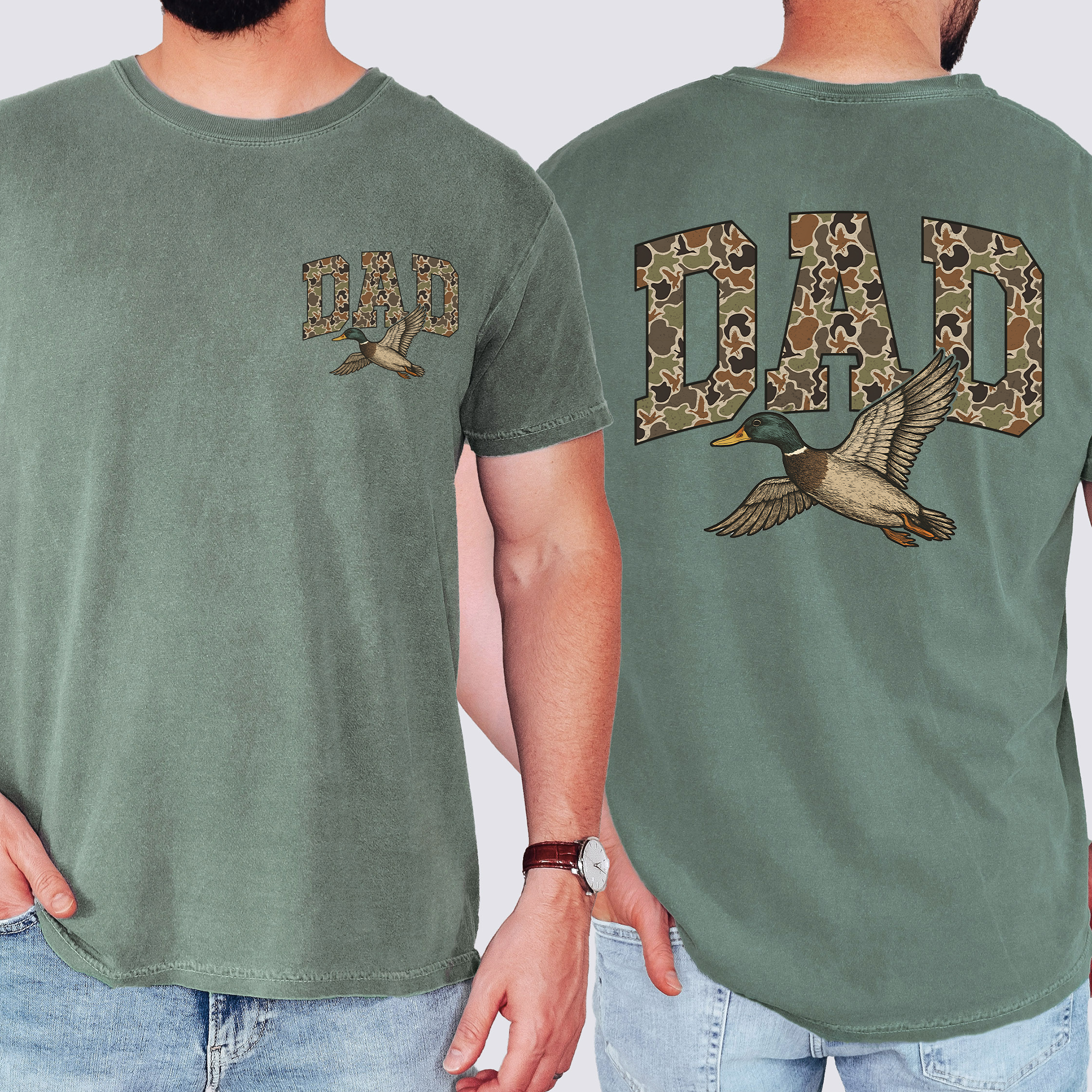 Outdoor Waterfowl Inspired Dad Camouflage Duck Vintage Hunting Men's Graphic T-Shirt