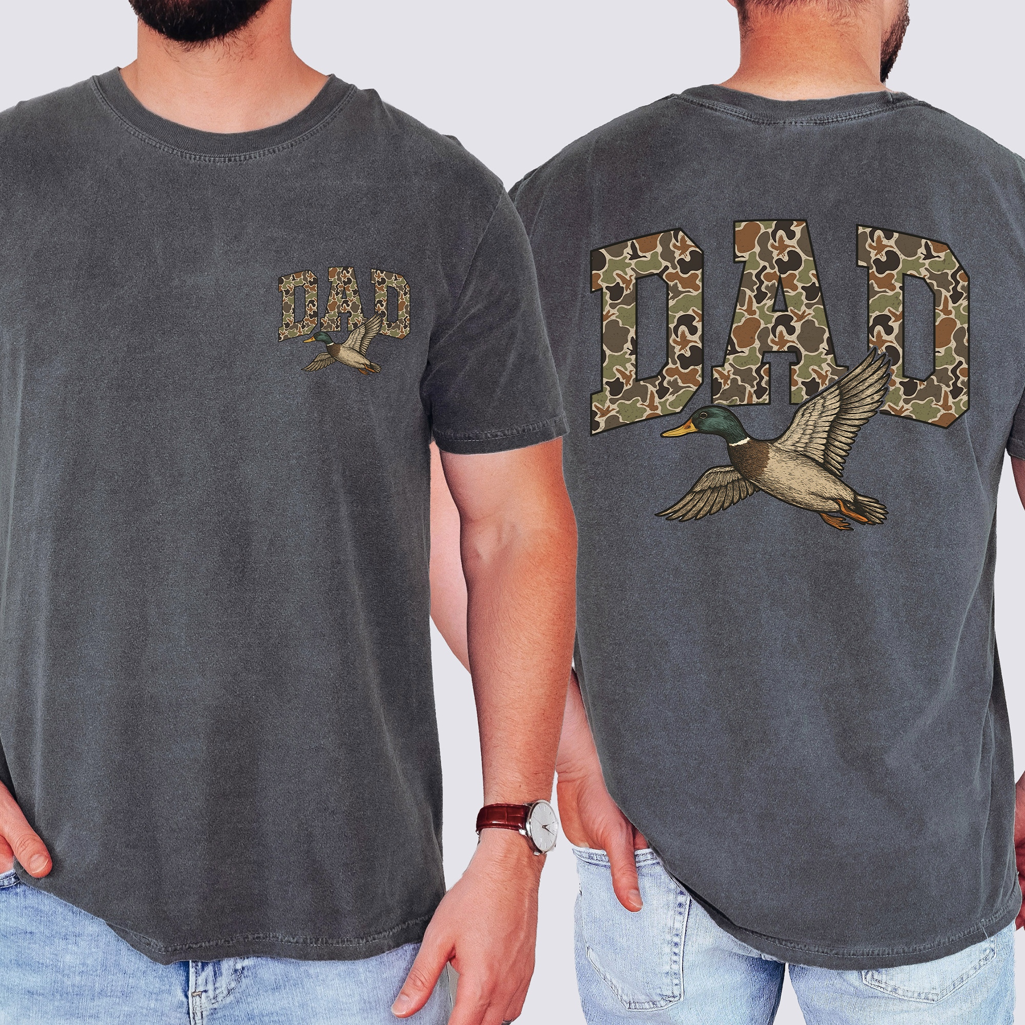 Outdoor Waterfowl Inspired Dad Camouflage Duck Vintage Hunting Men's Graphic T-Shirt