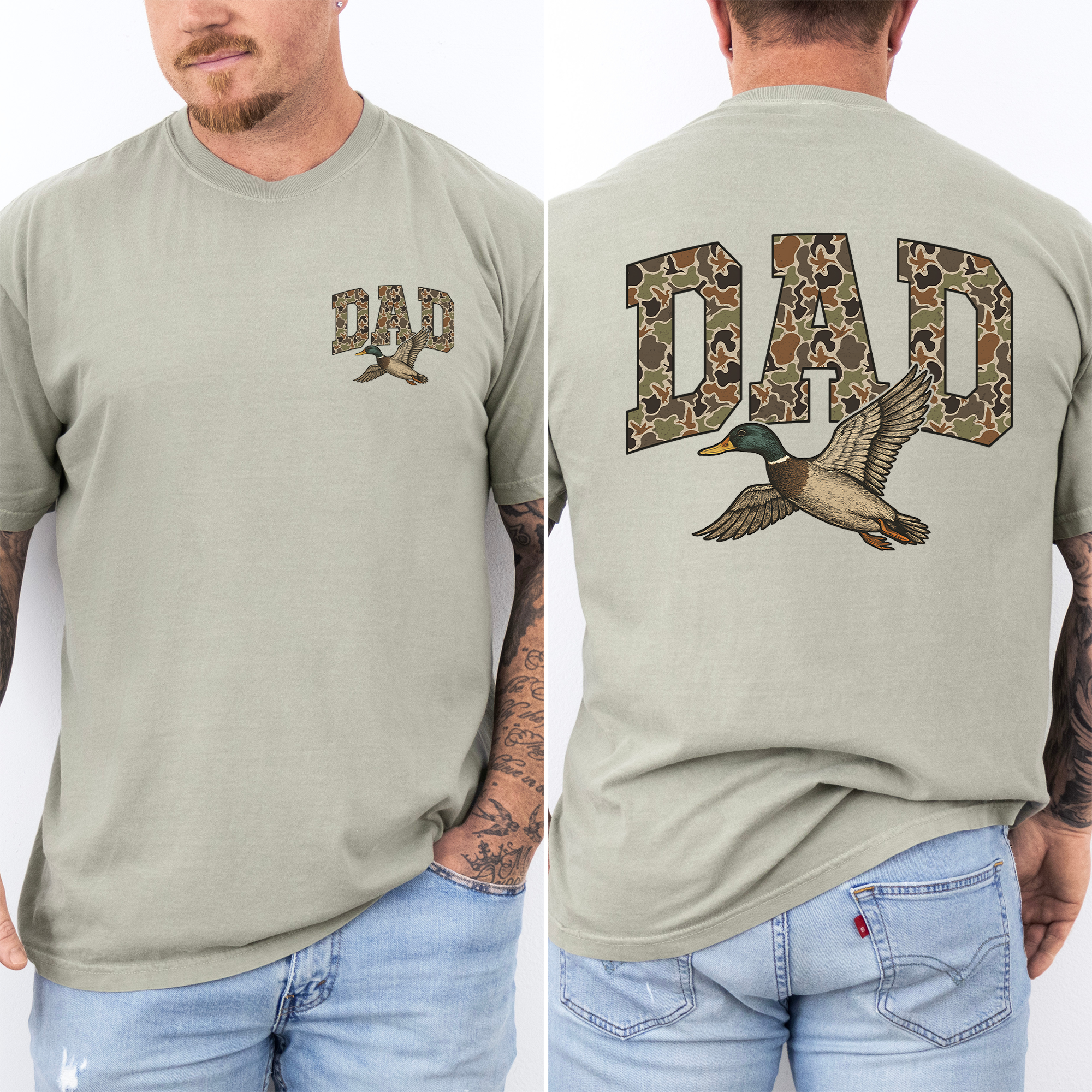 Outdoor Waterfowl Inspired Dad Camouflage Duck Vintage Hunting Men's Graphic T-Shirt