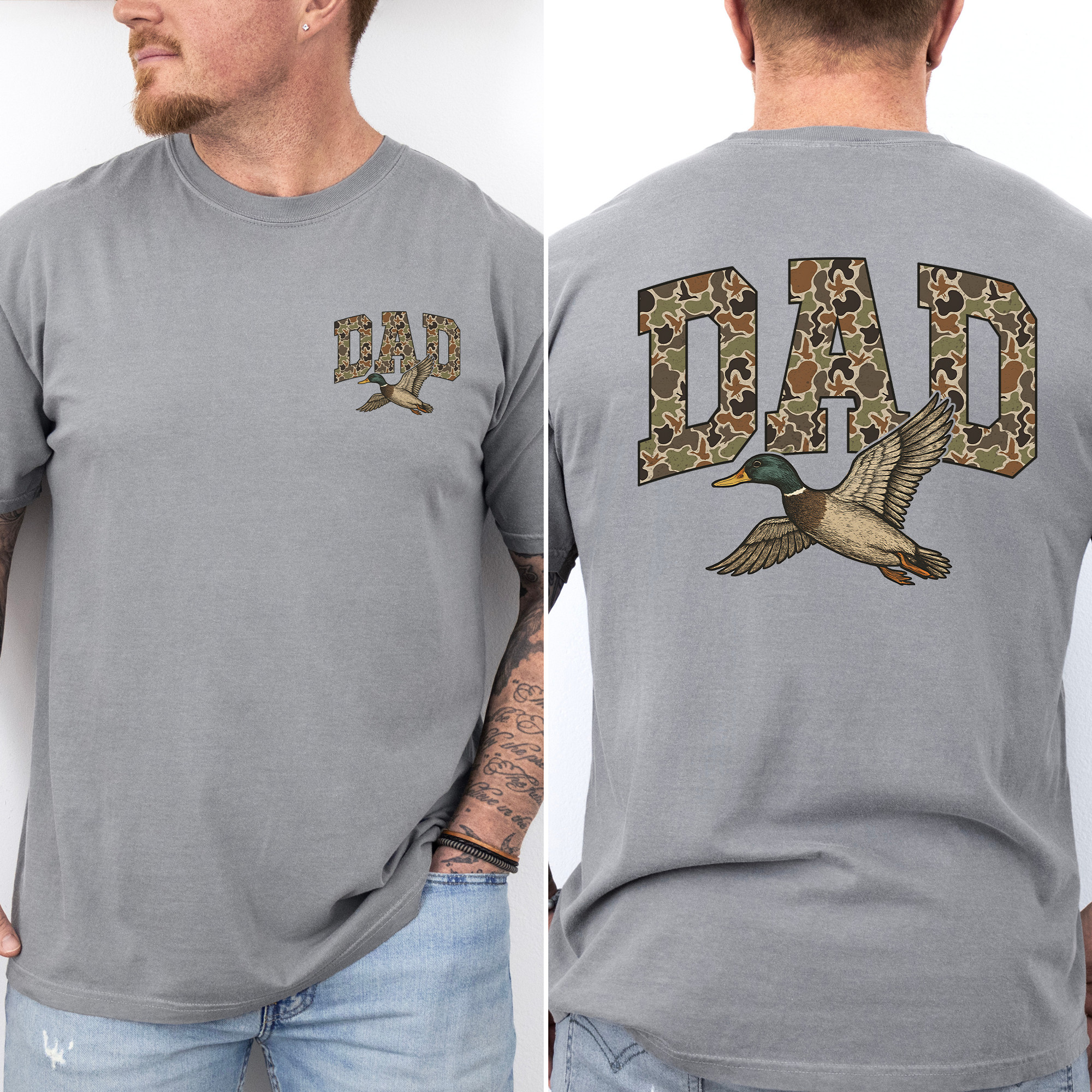 Outdoor Waterfowl Inspired Dad Camouflage Duck Vintage Hunting Men's Graphic T-Shirt