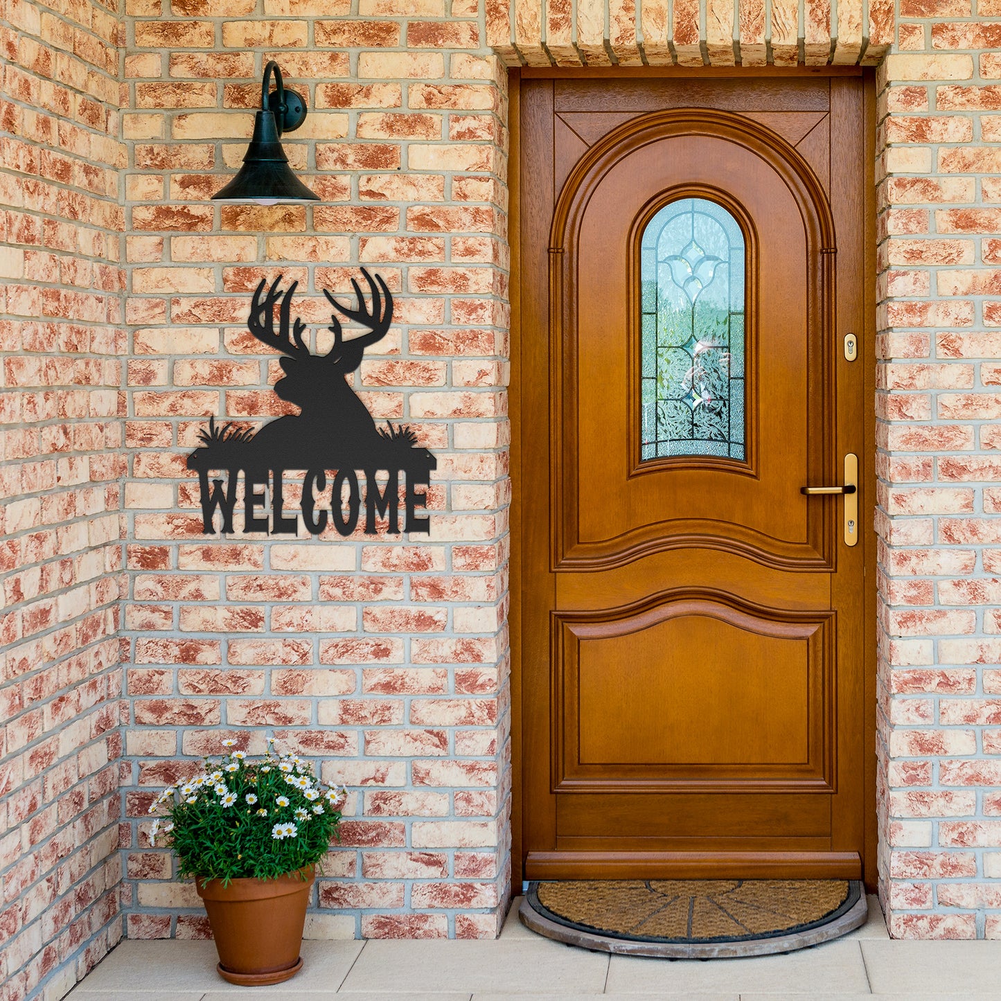 Deer "Welcome" Die-Cut Metal Powder Coated Home Decor Sign