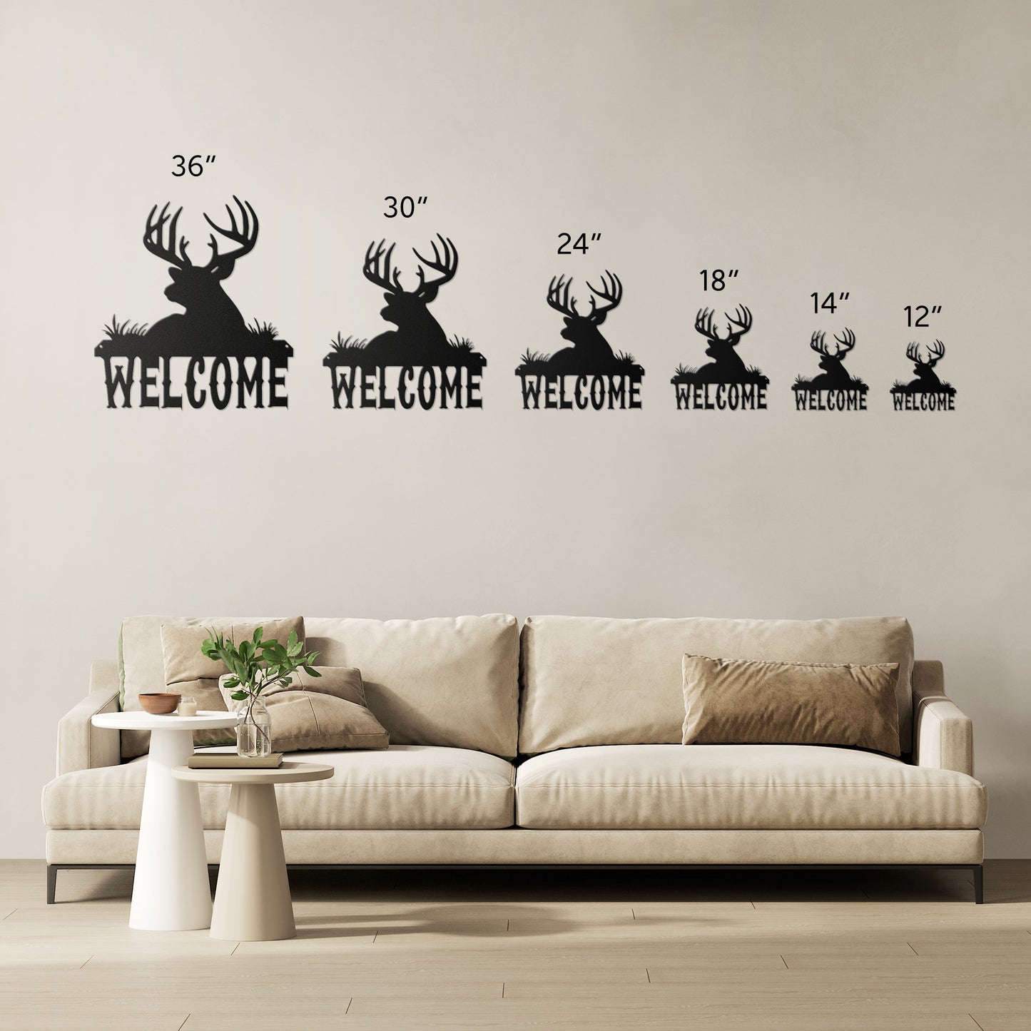 Deer "Welcome" Die-Cut Metal Powder Coated Home Decor Sign