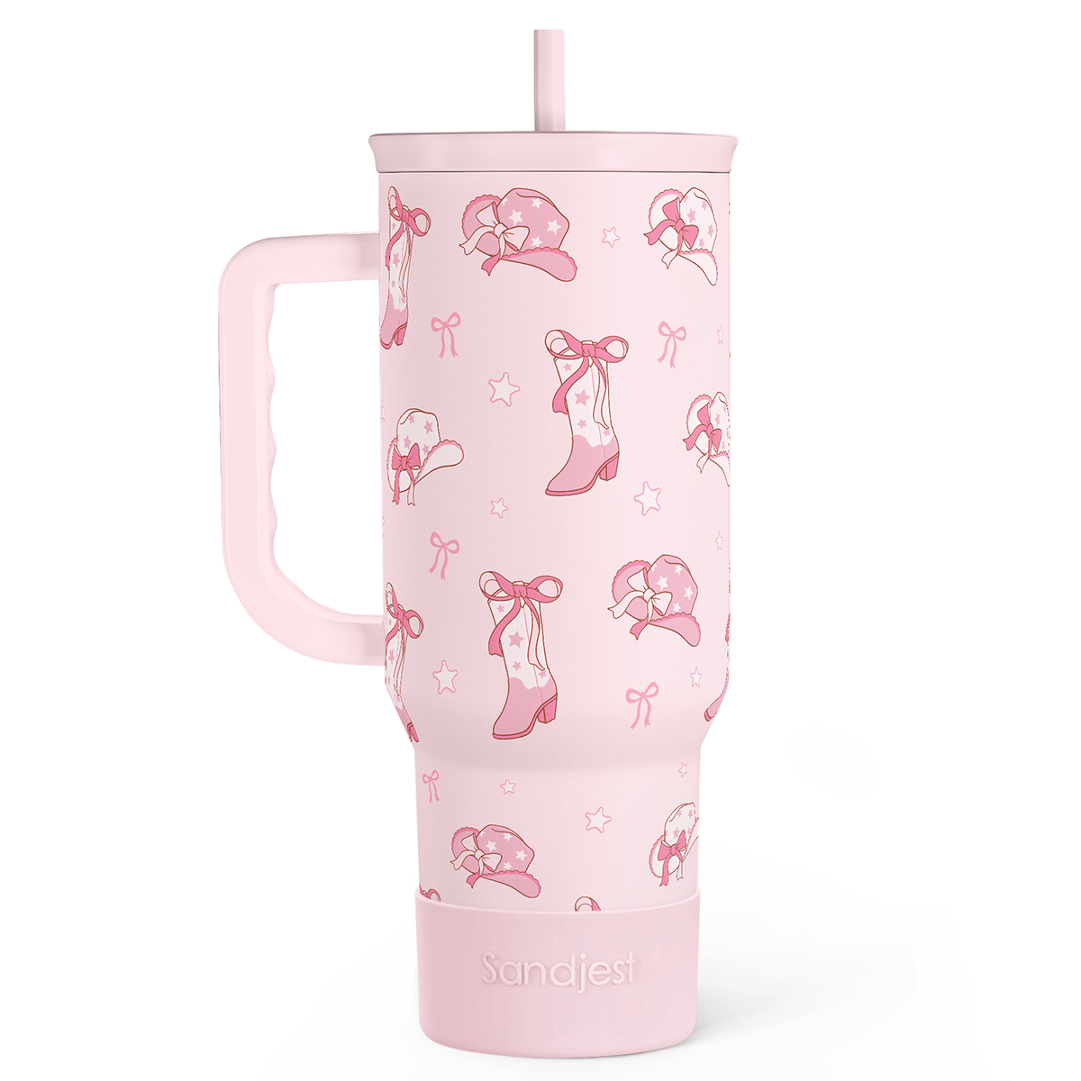 Pink Bow Cowgirl 40oz Slider Tumbler with Handle and Straw