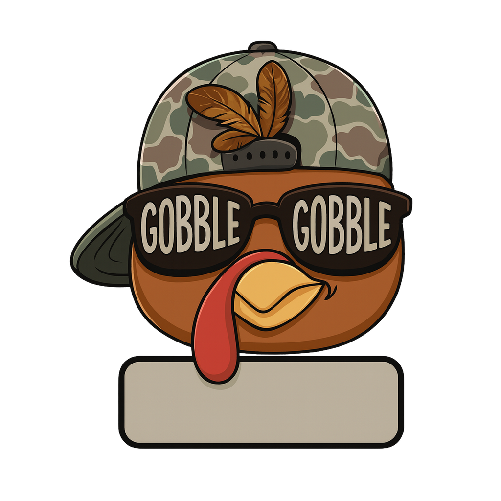 Gobble Gobble Boys Youth Camoflauge Turkey Thanksgiving Personalized Name PNG File - Digital Download