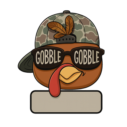 Gobble Gobble Boys Youth Camoflauge Turkey Thanksgiving Personalized Name PNG File - Digital Download