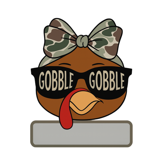 Gobble Gobble Girls Youth Camoflauge Turkey Thanksgiving Personalized Name PNG File - Digital Download PNG File - Digital Download