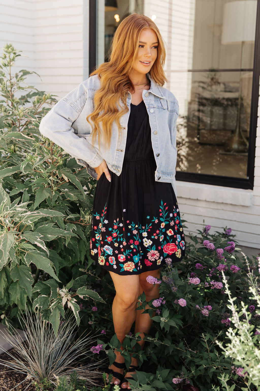 Happy To See You Floral Embroidered Women's Dress