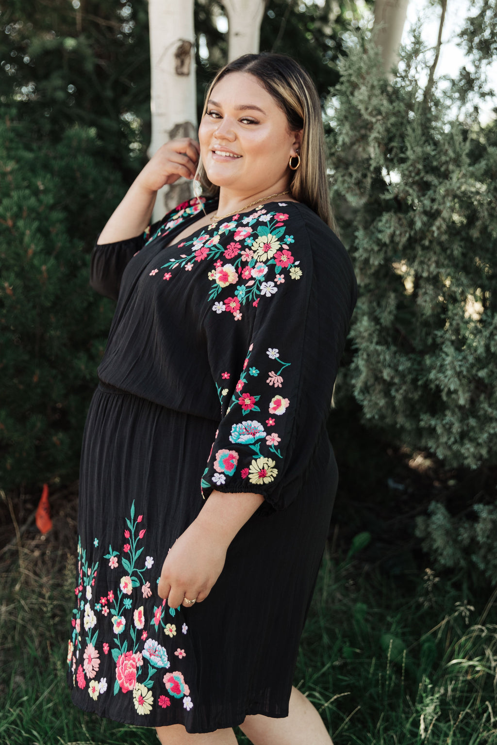 Happy To See You Floral Embroidered Women's Dress