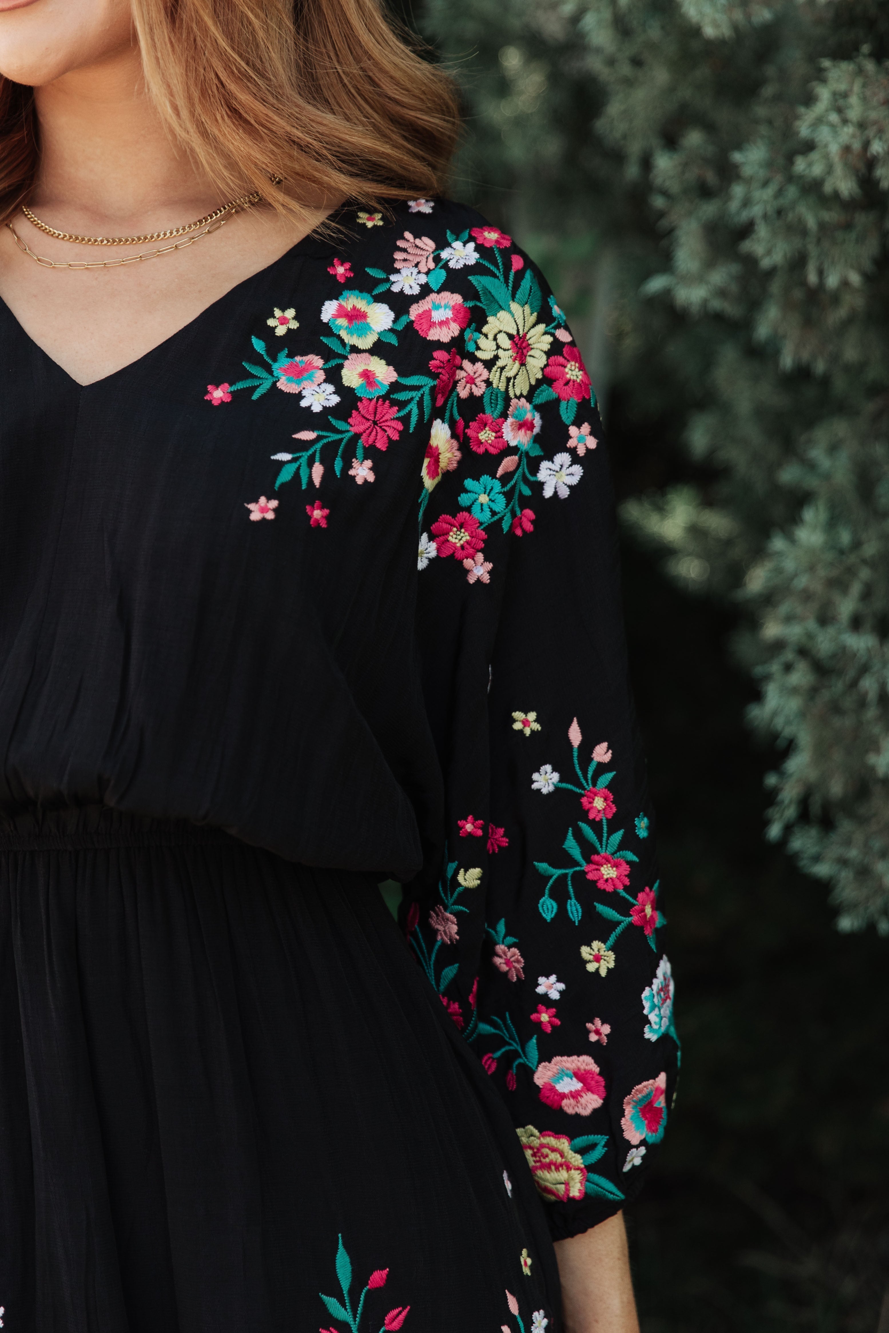 Happy To See You Floral Embroidered Women's Dress